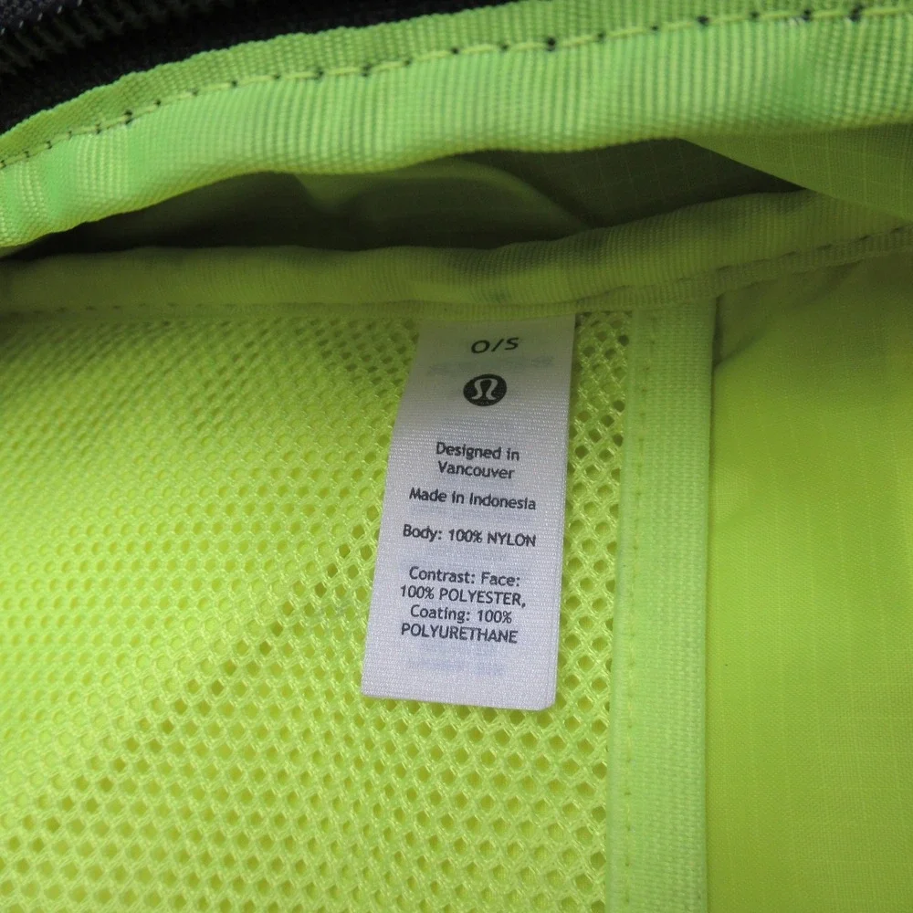 Lululemon Backpack Mens Black Neon‎ Green Lining Multi Pockets Custom LOGO NWD